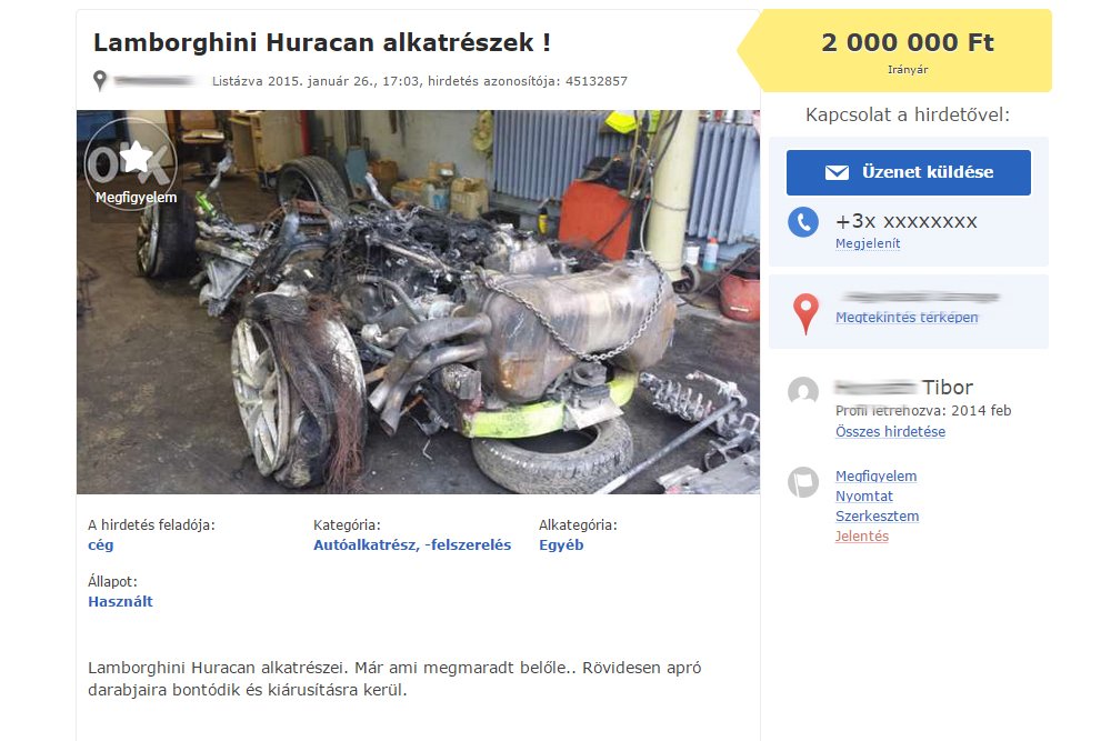 Árulják az M7-esen összetört Lambó darabjait 9 Árulják az M7-esen összetört Lambó darabjait 9